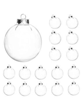16 Pcs Clear Plastic Fillable Christmas Ornaments DIY Craft Balls Tree Decoratio